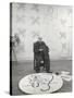 French Painter Henri Matisse Working on Medallion of Virgin and Child for Chapel at Vence in Studio-Dmitri Kessel-Stretched Canvas