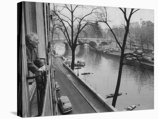 French Painter Marc Chagall Looking Out at the River Seine-Loomis Dean-Stretched Canvas