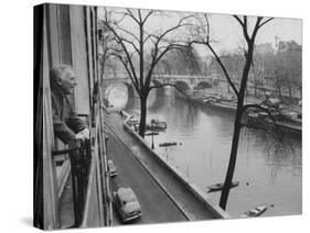 French Painter Marc Chagall Looking Out at the River Seine-Loomis Dean-Stretched Canvas