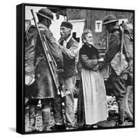 French Peasants Greet Two Heavily-Laden Americans, 1917-American Photographer-Framed Stretched Canvas