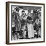 French Peasants Greet Two Heavily-Laden Americans, 1917-American Photographer-Framed Photographic Print