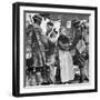 French Peasants Greet Two Heavily-Laden Americans, 1917-American Photographer-Framed Photographic Print