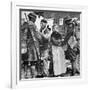 French Peasants Greet Two Heavily-Laden Americans, 1917-American Photographer-Framed Photographic Print