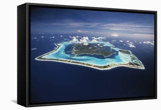 French Polynesia, Bora Bora, Aerial View of Bora Bora Island-Walter Bibikow-Framed Stretched Canvas
