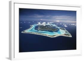 French Polynesia, Bora Bora, Aerial View of Bora Bora Island-Walter Bibikow-Framed Photographic Print