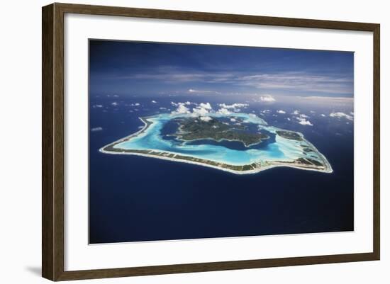 French Polynesia, Bora Bora, Aerial View of Bora Bora Island-Walter Bibikow-Framed Photographic Print