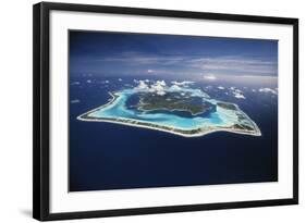 French Polynesia, Bora Bora, Aerial View of Bora Bora Island-Walter Bibikow-Framed Photographic Print