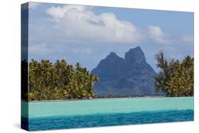 French Polynesia, Bora Bora. Mountain Peaks Seen from Tahaa Lagoon-Alida Latham-Stretched Canvas