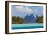 French Polynesia, Bora Bora. Mountain Peaks Seen from Tahaa Lagoon-Alida Latham-Framed Photographic Print