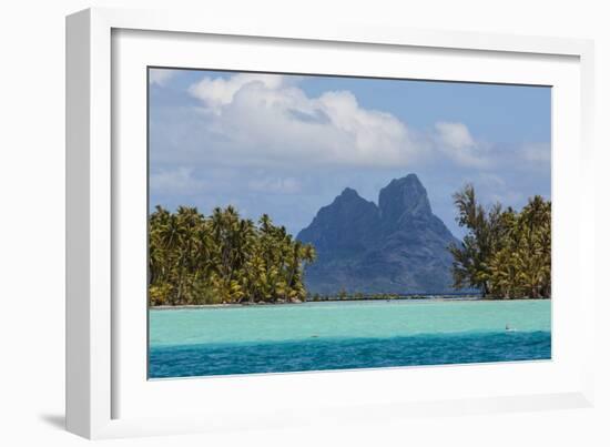 French Polynesia, Bora Bora. Mountain Peaks Seen from Tahaa Lagoon-Alida Latham-Framed Photographic Print