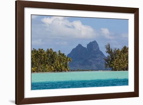 French Polynesia, Bora Bora. Mountain Peaks Seen from Tahaa Lagoon-Alida Latham-Framed Photographic Print