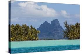 French Polynesia, Bora Bora. Mountain Peaks Seen from Tahaa Lagoon-Alida Latham-Stretched Canvas