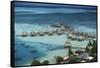 French Polynesia, Bora Bora, Taahina Bay and the Bunglows-Walter Bibikow-Framed Stretched Canvas