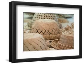 French Polynesia, Island of Rurutu. Traditional Woven Hats-Cindy Miller Hopkins-Framed Photographic Print