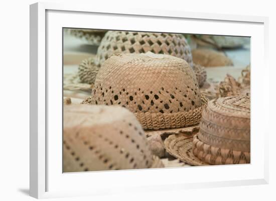 French Polynesia, Island of Rurutu. Traditional Woven Hats-Cindy Miller Hopkins-Framed Photographic Print