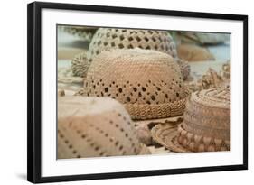 French Polynesia, Island of Rurutu. Traditional Woven Hats-Cindy Miller Hopkins-Framed Photographic Print