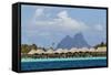 French Polynesia, Society Islands, Motu Tautau. Stilted Hotel Suites-Alida Latham-Framed Stretched Canvas