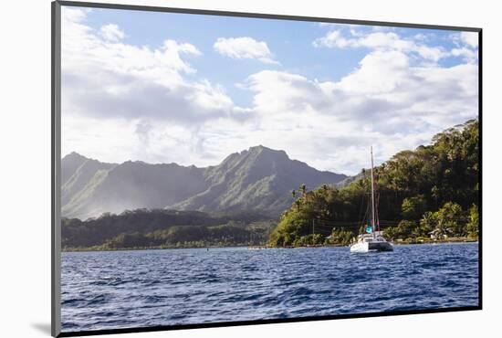 French Polynesia, Society Islands, Raiatea. Catamaran in Choppy Water-Alida Latham-Mounted Photographic Print