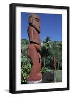 French Polynesia, Society Islands, Windward Islands Archipelago, Tahiti, Statue at Arahurahu Temple-null-Framed Giclee Print
