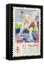 French Postage Stamp Promoting Bathing and Cleanliness to Fight Tuberculosis-null-Framed Stretched Canvas