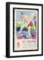 French Postage Stamp Promoting Bathing and Cleanliness to Fight Tuberculosis-null-Framed Art Print