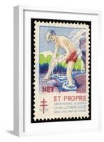 French Postage Stamp Promoting Bathing and Cleanliness to Fight Tuberculosis-null-Framed Art Print