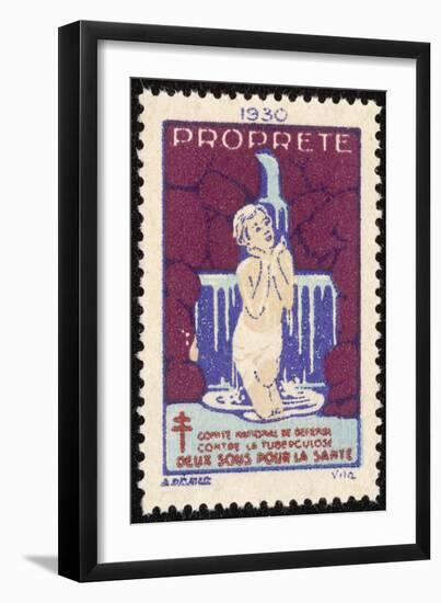 French Postage Stamp Promoting Washing and Cleanliness to Fight Tuberculosis-null-Framed Art Print