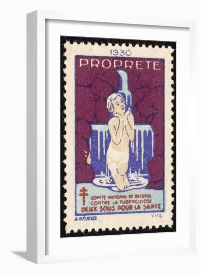 French Postage Stamp Promoting Washing and Cleanliness to Fight Tuberculosis-null-Framed Art Print