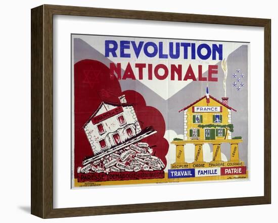 French Poster, National Revolution: Work, Family, Homeland, 1938-null-Framed Art Print