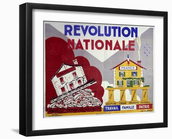 French Poster, National Revolution: Work, Family, Homeland, 1938-null-Framed Art Print