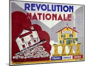 French Poster, National Revolution: Work, Family, Homeland, 1938-null-Mounted Art Print