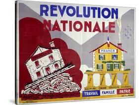 French Poster, National Revolution: Work, Family, Homeland, 1938-null-Stretched Canvas