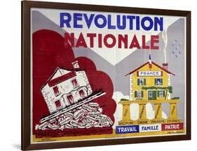 French Poster, National Revolution: Work, Family, Homeland, 1938-null-Framed Art Print