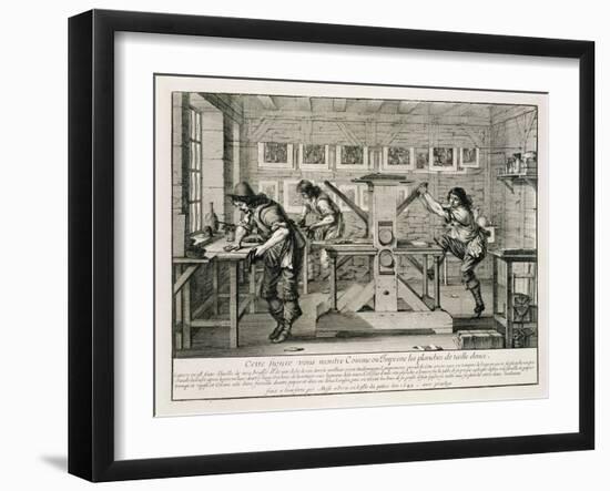 French Printing Press, 1642-Abraham Bosse-Framed Giclee Print