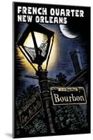 French Quarter - New Orleans, Louisiana - Bourbon Street - Scratchboard-Lantern Press-Mounted Art Print