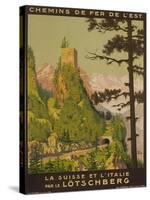 French Railway Travel Poster, Chemin De Fer De L'Est, Switzerland and Italy-null-Stretched Canvas