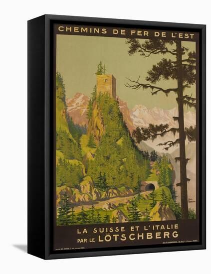 French Railway Travel Poster, Chemin De Fer De L'Est, Switzerland and Italy-null-Framed Stretched Canvas