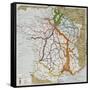 French Railways Old Map (End Of 19Th Century)-marzolino-Framed Stretched Canvas