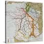 French Railways Old Map (End Of 19Th Century)-marzolino-Stretched Canvas