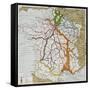 French Railways Old Map (End Of 19Th Century)-marzolino-Framed Stretched Canvas