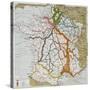 French Railways Old Map (End Of 19Th Century)-marzolino-Stretched Canvas