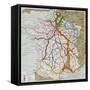 French Railways Old Map (End Of 19Th Century)-marzolino-Framed Stretched Canvas