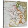 French Railways Old Map (End Of 19Th Century)-marzolino-Stretched Canvas
