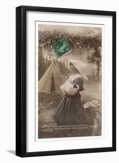 French Red Cross Nurse Prays for the Safety of the French Soldiers-null-Framed Art Print