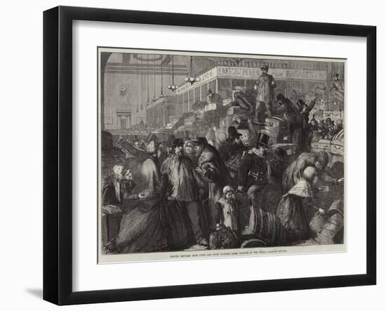 French Refugees from Lyons and Dijon Claiming their Baggage at the Geneva Railway Station-Charles Joseph Staniland-Framed Giclee Print