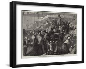 French Refugees from Lyons and Dijon Claiming their Baggage at the Geneva Railway Station-Charles Joseph Staniland-Framed Giclee Print