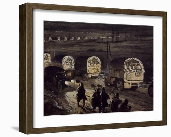 French Reinforcements Heading Towards Verdun Along Voie Sacre, 1916-Georges Remon-Framed Giclee Print