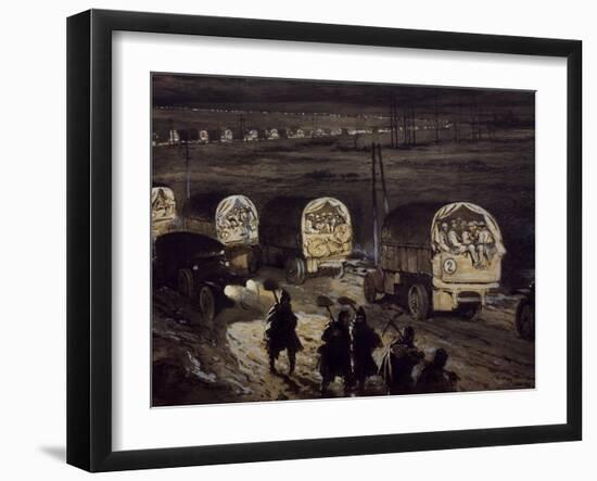 French Reinforcements Heading Towards Verdun Along Voie Sacre, 1916-Georges Remon-Framed Giclee Print