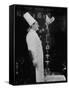 French Restaurant Owner Sam Letrone Entertaining Patrons with His Performing Chicken-Loomis Dean-Framed Stretched Canvas