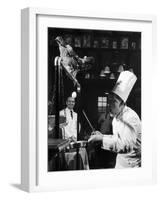 French Restaurant Owner Sam Letrone Entertaining Patrons with His Performing Chicken-Loomis Dean-Framed Photographic Print